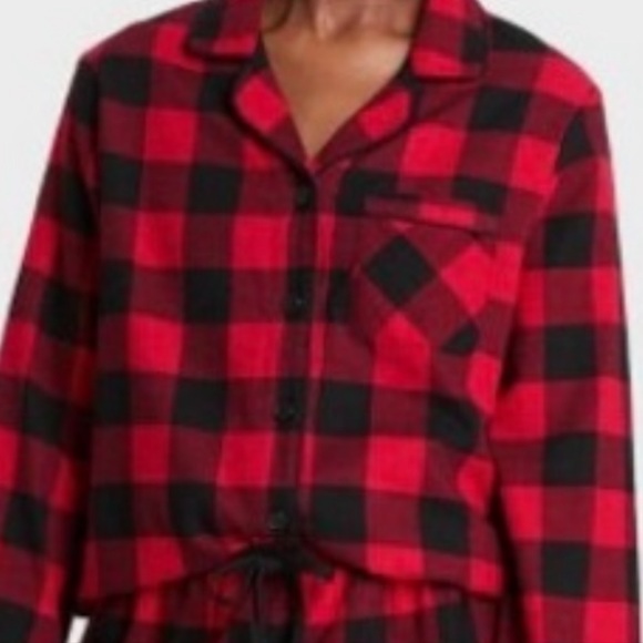 Wondershop at Target Men’s Red and Black Plaid Flannel Sleepwear Button-… - Picture 1 of 13